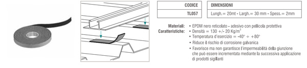 Nastro guaina adesivo in EPDM nero per fissaggio fotovoltaico ATL057