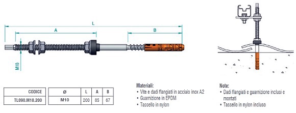 ATL090.M10.200 – Vite autofilettante doppio filetto per calcestruzzo 200 mm