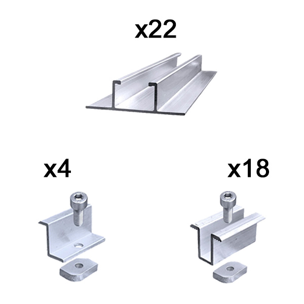 Kit fissaggio completo per 10 moduli fotovoltaici lamiera grecata