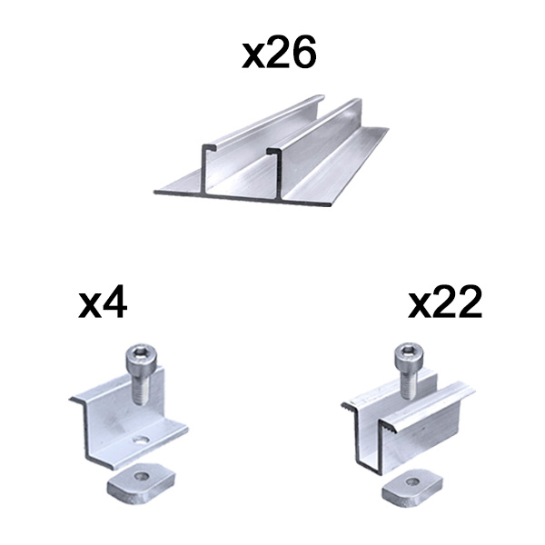 Kit fissaggio completo per 12 moduli fotovoltaici lamiera grecata