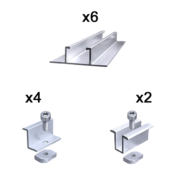 Kit fissaggio completo per 2 moduli fotovoltaici su lamiera grecata