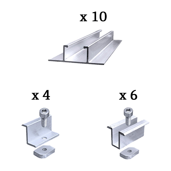 Kit fissaggio completo per 4 moduli fotovoltaici su lamiera grecata