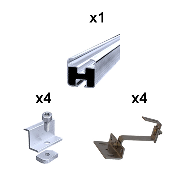 Componenti kit struttura di sostegno 1 modulo fotovoltaico