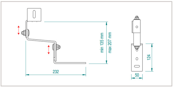 Staffa per coppo con attacco laterale (doppia regolazione) in acciaio zincato per moduli fotovoltaici ATL018.ZN
