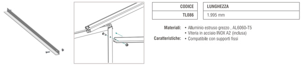 Staffa di rinforzo controvento in alluminio per supporto triangolare fisso ATL086