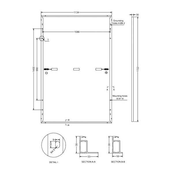 Modulo Fotovoltaico SKT410M10 - Dimensioni