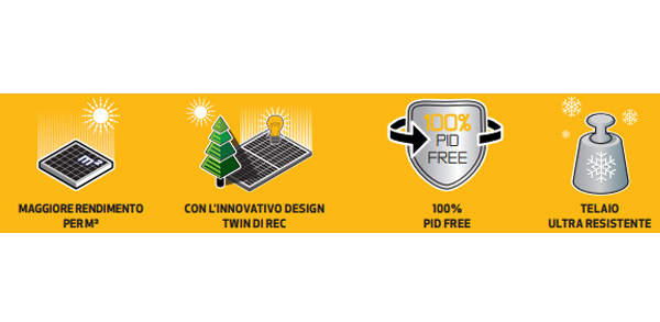 Pannelli Fotovoltaici REC Solar TwinPeak 4 Black 370W