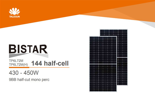 Modulo Fotovoltaico Monocristallino Talesun Solar Bistar TP6L72MH-450W
