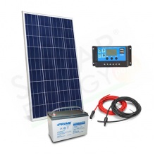 KIT SOLARE PRO 100W 12V – MODULO 100W / REGOLATORE 10A / BATTERIA 100AH / CAVI