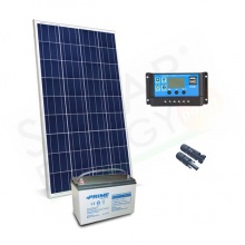 KIT SOLARE PRO 150W 12V – MODULO FOTOVOLTAICO 150W / REGOLATORE 10A / BATTERIA 100AH / CAVI 