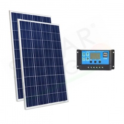 KIT SOLARE BASE 200W 24V – MODULO FOTOVOLTAICO 100W E REGOLATORE 10A PWM CON PRESA USB