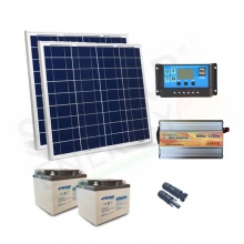 KIT SOLARE PLUS 100W 24V – MODULI 100W / REGOLATORE 10A PWM / INVERTER 600W / 2 BATTERIE 38AH