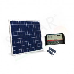 KIT SOLARE CAMPER 50W 12V – MODULO 50W E REGOLATORE 10A DUAL BATTERY