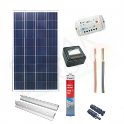 KIT SOLARE CAMPER PLUS 100W 12V – MODULO 100W / REGOLATORE 10A PWM / ACCESSORI FISSAGGIO
