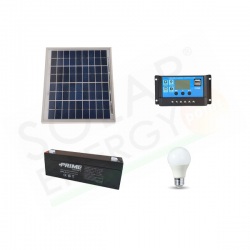 KIT SOLARE ILLUMINAZIONE 50W 12V PER ESTERNI 2 FARETTI LED - AUTONOMIA 8 ORE