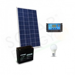 KIT SOLARE ILLUMINAZIONE 30W 12V PER INTERNI 1 LAMPADA LED - AUTONOMIA 8 ORE