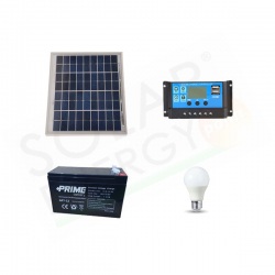 KIT SOLARE ILLUMINAZIONE 5W 12V PER INTERNI 1 LAMPADA LED - AUTONOMIA 3 ORE