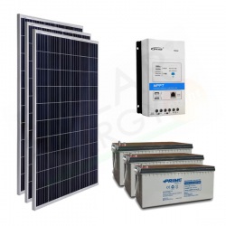 KIT SOLARE PRO 600W 12V – 3 MODULI 200W / REGOLATORE 40A / 2 BATTERIE 200AH
