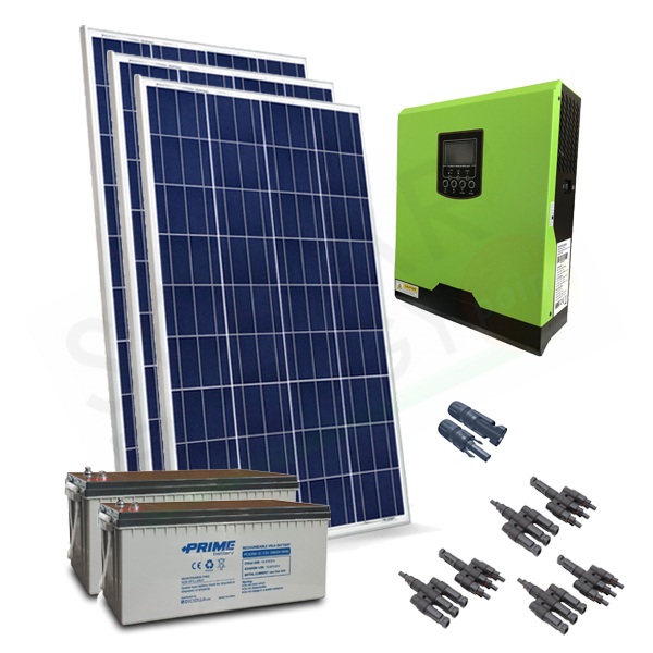 KIT FOTOVOLTAICO OFFGRID 1.1 KW 24V CON BATTERIE AGM 400 AH Solar Energy Point