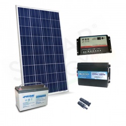 KIT SOLARE PLUS 200W 12V – MODULO 200W / REGOLATORE 20A PWM / INVERTER 1000W / BATTERIA 100AH