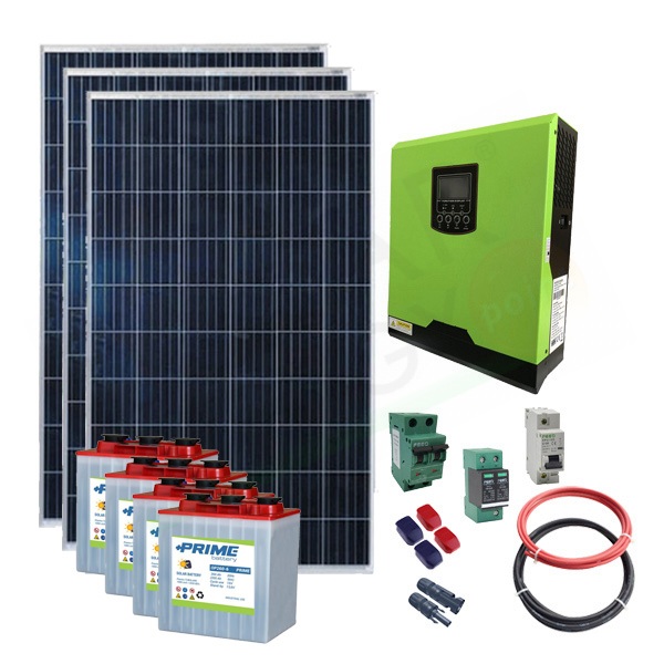 KIT FOTOVOLTAICO PANNELLO ENERGIA SOLARE 1KW GIORNALIERO INVERTER 2000W  BATTERIA – Haloshop