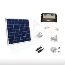 KIT SOLARE CAMPER 50W 12V – MODULO 50W E REGOLATORE 10A DUAL BATTERY / ACCESSORI FISSAGGIO