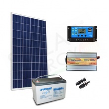 KIT SOLARE PLUS 100W 12V – MODULO 100W / REGOLATORE 10A PWM / INVERTER 600W / BATTERIA 100AH