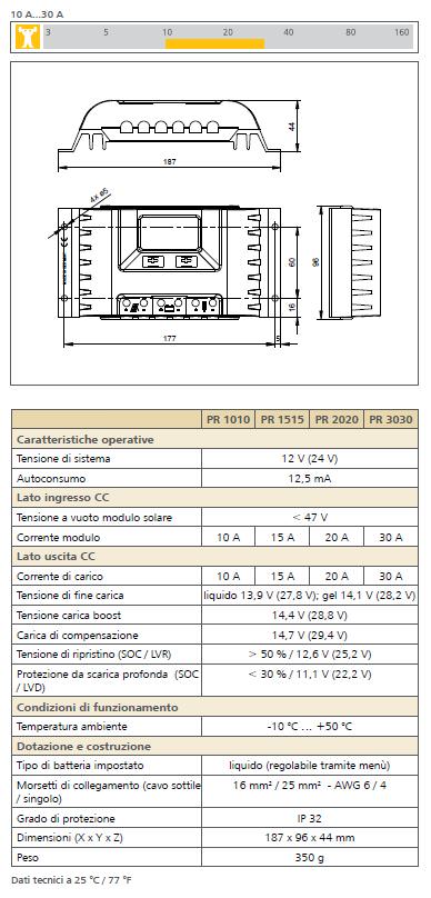 Steca PR 2020 – Regolatore di carica solare 12/24V 20A  