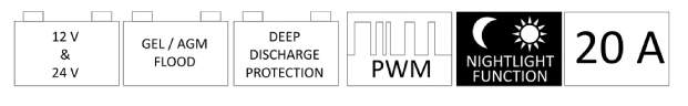 Western Co WR20 – Regolatore di carica PWM LCD 12/24Vdc Max. 20A